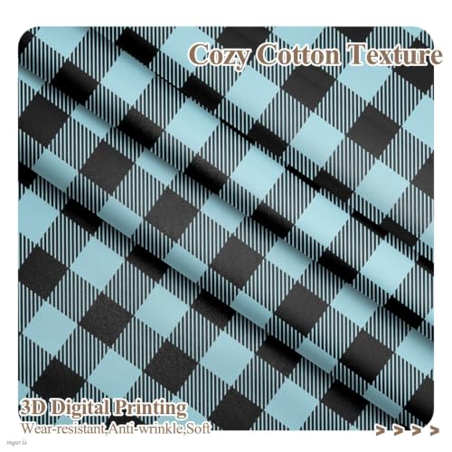 42 x 108 Inch Linen Buffalo Plaid Check Curtains Blackout Room Darkening Thermal Insulated Black Blue Buffalo Checkered Window Drapes Farmhouse Bedroom Living Room Pocket Tab Curtain 2 Panels (Blue / 42"W x 108"L (Pack of 2))