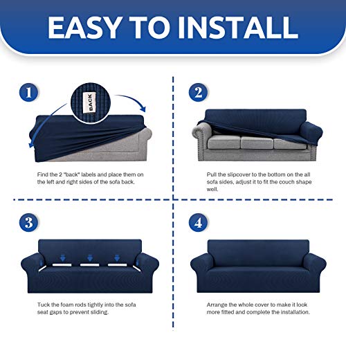 Stretch Couch Covers for Sofa (Navy Blue / Large)