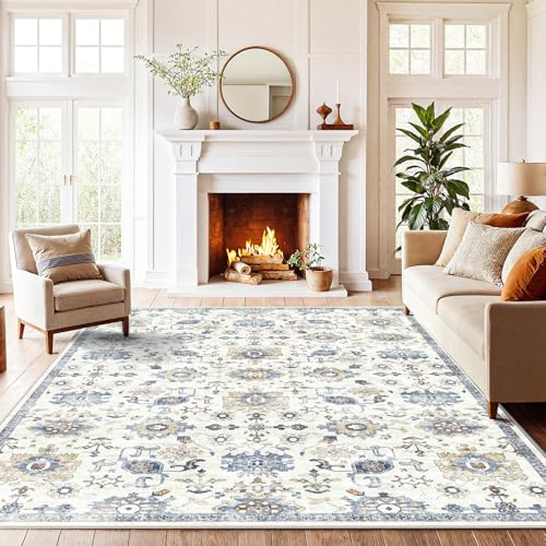 Amada 8x10 Washable Area Rug for Living Room (8' x 10' (Rectangular) / Blue/White)