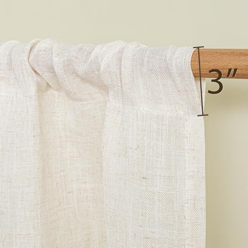 Linen Curtains 30 Inch Length for Kitchen Window (34"W x 30"L (Pack of 2) / Linen)