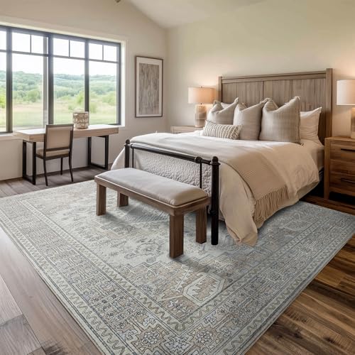 5x7 Washable Area Rugs for Living Room (5' x 7' (Rectangular) / Taupe-grey-brown-beige-light Blue)