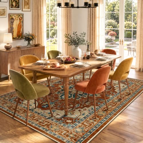 Washable Area Rug (Red/Orange/Blue/Brown / 6' x 9' (Rectangular))