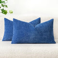 Soft Chenille Lumbar Throw Pillow Covers Royal Blue 12x20 Pack of 2 (20" x 12" (Pack of 2) / Royal Blue)