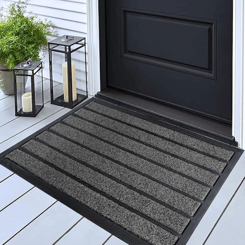 Extra Durable Door Mat Outside Entrance (30" x 17" (Rectangular) / Bright Grey)