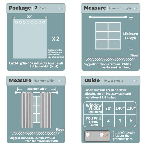 Room Darkening Curtains for Bedroom (Greyish White / 55"W x 96"L (Pack of 2))