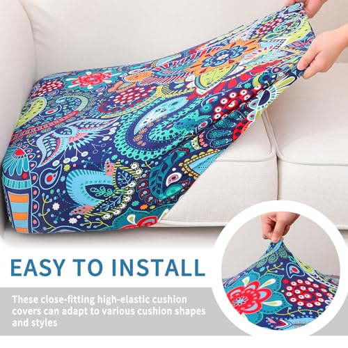 Printed Couch Cushion Covers (Blue / Seat Cover 2 Pack)