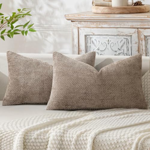 Dercorative Lumbar Throw Pillow Covers 12x20 Inch Light Khaki 2 Pack (20" x 12" (Pack of 2) / Light Khaki)