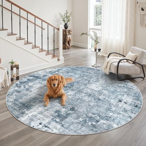 Round Rugs 9ft Living Room Circle Area Rug 9x9 Blue (Blue/Grey / 9' (Round))