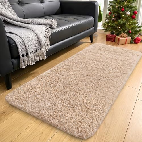 3x9 Machine Washable Runner Rugs for Hallway (3x9 Ft / Beige)