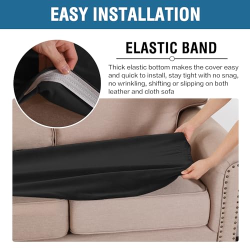 Velvet Stretch Individual Couch Cushion Cover Plush Cushion Slipcover for Loveseat Sofa Cushion Furniture Protector Seat Cushion Sofa Cover (Black / 1 Cushion Sofa)