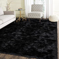 Shag Rug 6x9 Faux Fur Sheepskin Rug for Living Room (6' x 9' (Rectangular) / Black)