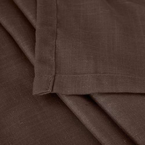 Brown Linen Short Curtains 36 Inch Length for Window (Brown / 30"W x 36"L (Pack of 2))