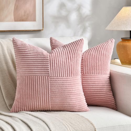 2 Packs Blush Pink Samll Decorative Throw Pillow Covers 14x14 Inch with for Couch Bed Sofa (Blush Pink / 14" x 14" (Pack of 2))