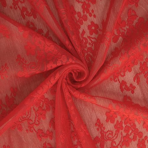 Vintage Lace Curtains 72 Inch Length 2 Panels for Bedroom (Red / 52"W x 72"L (Pack of 2))