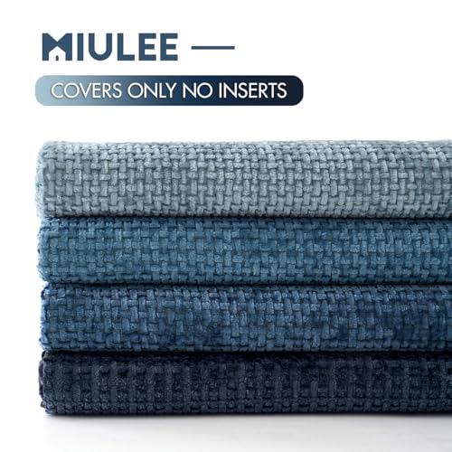Soft Decorative Chenille Pillow Covers Blue Series 18x18 Pack of 4 (18" x 18" (Pack of 4) / Neutral Blue)