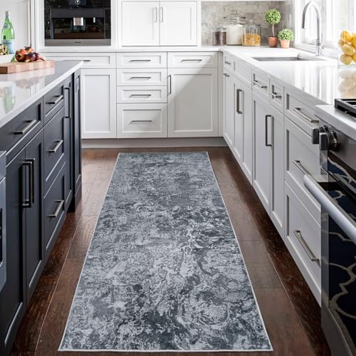 Runner Rugs for Hallways Kitchen 2.6x8 Non Slip Washable Black (Black / 2'6" x 8' (Rectangular))