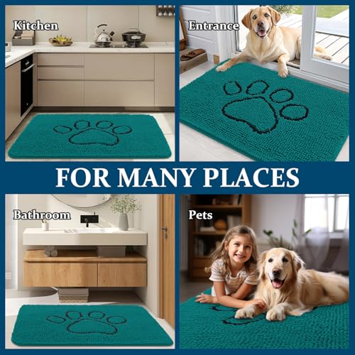 Dog Door Mat for Muddy Paws 30x20 (Lake Blue / 30" X 20")