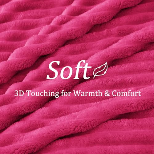 Ribbed Twin Blanket for Couch & Bed (Hot Pink / Twin(60"x80"))