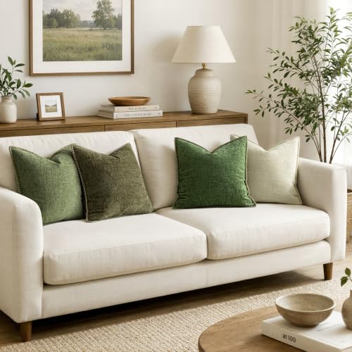 Decorative Couch Throw Pillow Covers 18x18 Inch Forest Green 2 Pack (Forest Green / 18" x 18" (Pack of 2))