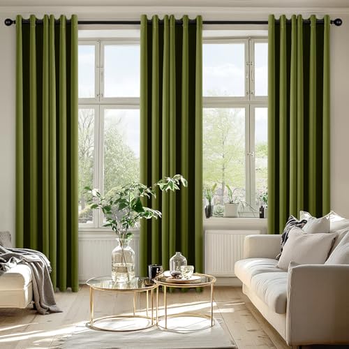 Blackout Curtains for Bedroom 2 Panel 40"x84" Long Light Olive Green (Light Olive Green / 40"W x 84"L (Pack of 2))