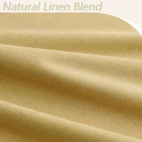 100% Blackout Curtains 63 Inch Length 2 Panels Set for Living Room Bedroom Back Tab Thermal Insulated Black Out Linen Drapes Room Darkening Window Curtains 63 Inches Long (Gold / 52"W x 63"L (Pack of 2))