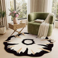 4ft Round Rug Washable Modern Circle Area Rug (Black Apricot / 4' (Round))