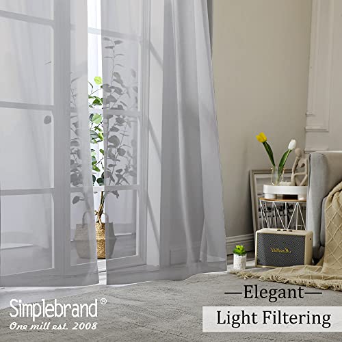 Grey Sheer Curtains 84 Inches Long (Charcoal Grey / 42"W x 84"L (Pack of 2))