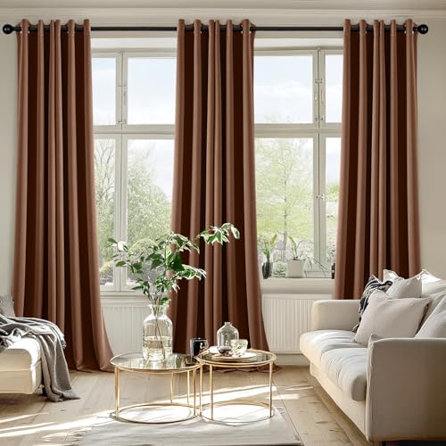 Blackout Curtains for Bedroom 2 Panels 40 x 96 Inch Cappuccino Brown (Cappuccino Brown / 40"W x 96"L (Pack of 2))