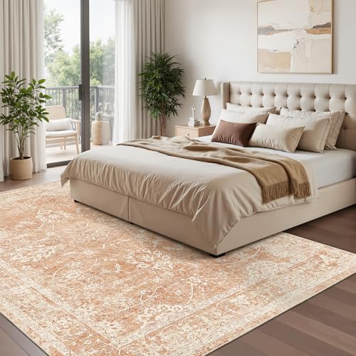Washable 6x9 Area Rugs for Living Room (Jasper Orange / 6' x 9' (Rectangular))