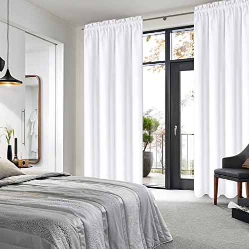 White Curtains 50% Light Blocking for Living Room 84 Inch 2 Panels (Pure White / 42"W x 84"L (Pack of 2))