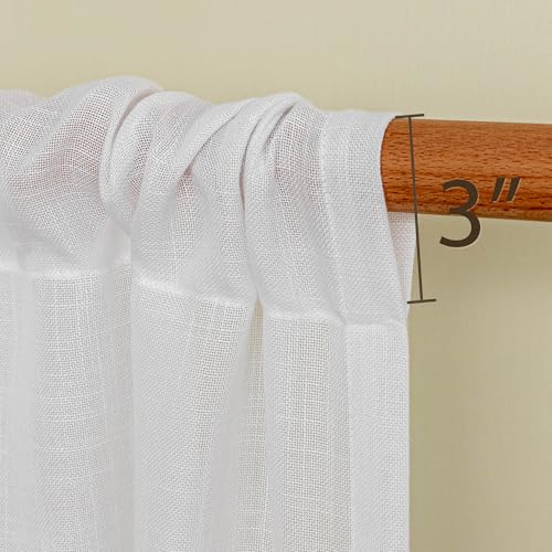 Semi Sheer White Curtains 36 Inches Long for Kitchen 2 Panels (34"W x 36"L (Pack of 2) / Pure White)