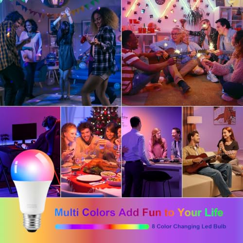 Floor Lamp for Living Room with Smart Light Bulb (White Shade Black Pole RGB / 60 Inches (With Bulb))