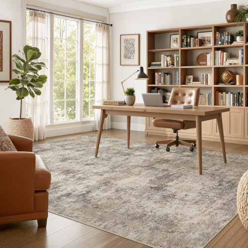 Boho 8x10 Area Rug Living Room Rugs Machine Washable Brown Grey (Brown Grey / 8' X 10' (Rectangular))