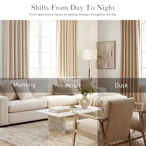 Beige Blackout Curtains 96 inch Long (Biscotti Beige / 52"W x 96"L (Pack of 2))
