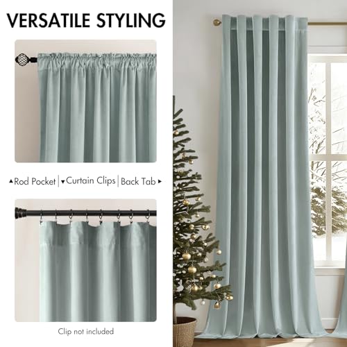 Velvet Curtains 52x108 inches 2 Panels Misty Blue Blackout Curtains (Misty Blue / 52"W x 108"L (Pack of 2))