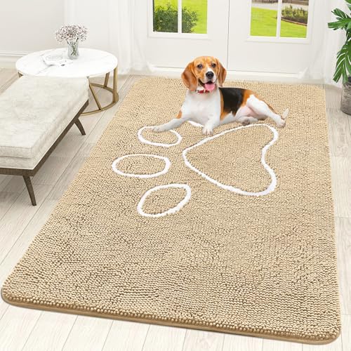 Dog Door Mat for Muddy Paws 59x35 (Beige / 59" X 35")