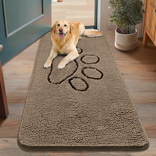 Dog Door Mat for Muddy Paws (48"X30" / Camel and Black)