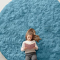 Slate Blue Round Rugs for Bedroom (9 Ft Round / Slate Blue)