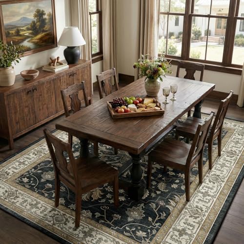 Washable Area Rug (Black/Vintage/Beige / 8' x 10' (Rectangular))