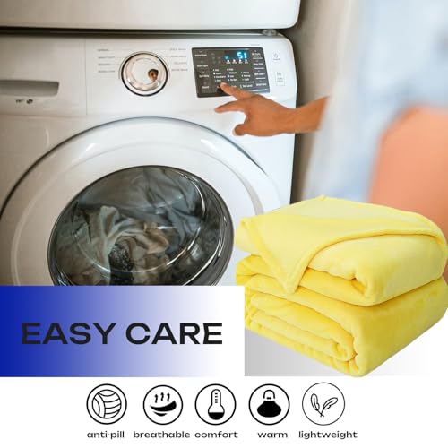 Yellow Fleece Plush Throw Blanket 50"x60"for Couch Sofa Fuzzy Cozy Flannel (Yellow / Throw(50"×60"))