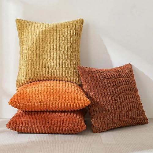 4 Packs Decorative Throw Pillow Covers for Living Room Couch Bed (18" x 18" (Pack of 4) / Burnt Orange Series)