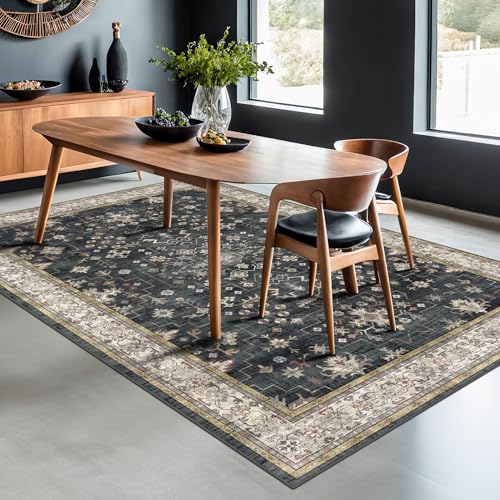 Boho Dining Room Rugs for Under Table (6' x 9' (Rectangular) / Ashen / Multi)