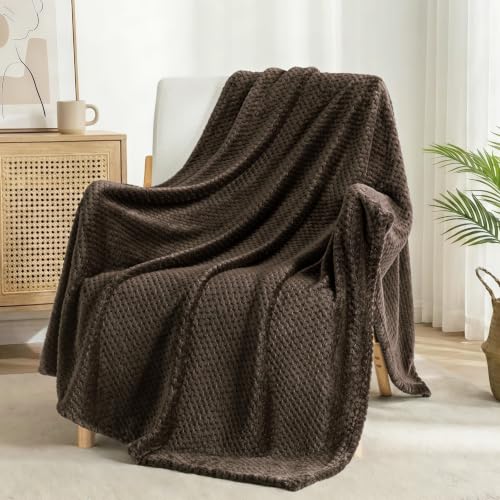 Large Waffle Fleece Throw Blanket for Couch (Coffee / 50x70 in)
