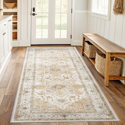 Amada 2x6 Washable Runner Rug for Kitchen and Entryway (2' x 6' (Runner) / Beige)