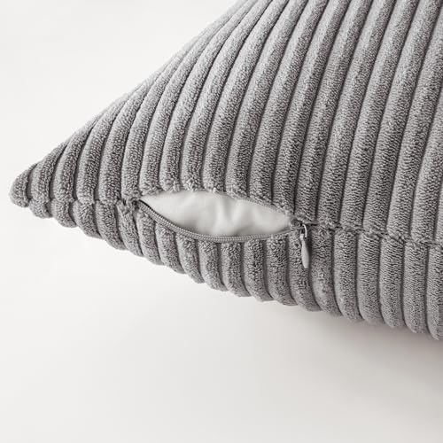 Soft Corduroy Decorative Throw Pillow Covers Neutral Grey 18x18 (18" x 18" (Pack of 4) / Neutral Grey)