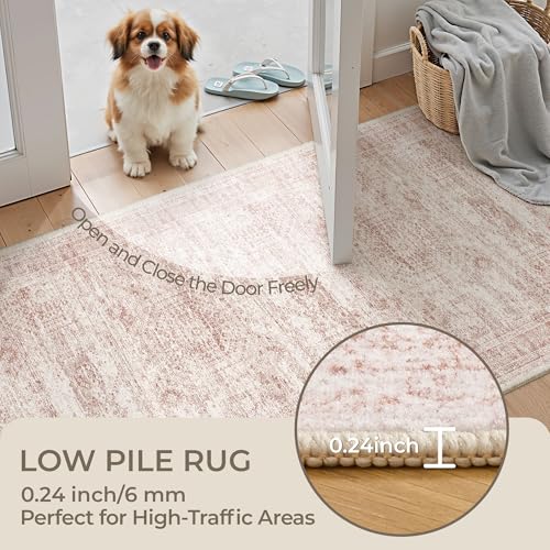 2x8 Runner Rug Non Slip (Pink/Ivory / 2' x 8' (Runner))