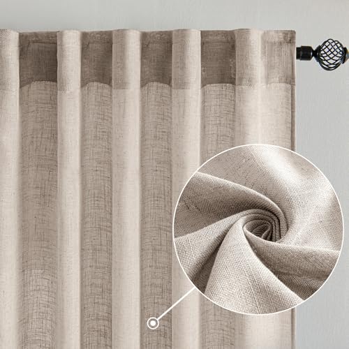 Natural Linen Curtains 52x84 Inch Length for Bedroom Living Room (52"W x 84"L (Pack of 2) / Natural)