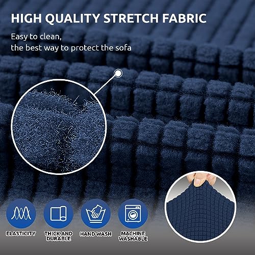 Stretch Couch Covers for Sofa (Navy Blue / Large)