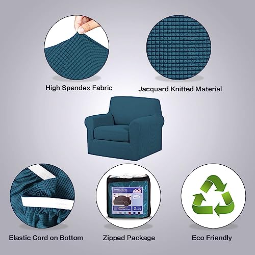 2 Pieces Armchair Cover Chair Slipcovers with Arms Furniture Protector Cover Fit Armchair Width Up to 47 Inch (Small / Deep Teal)