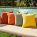 Pack of 4 Decorative Outdoor Throw Pillow Covers Linen Waterproof Pillow Covers Summer Farmhouse Cushion Cases for Patio Garden Tent Balcony Couch Sofa 16x16 Inch Rust Green (16" x 16" (Pack of 4) / Rust Green)